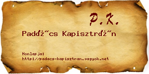 Padács Kapisztrán névjegykártya
